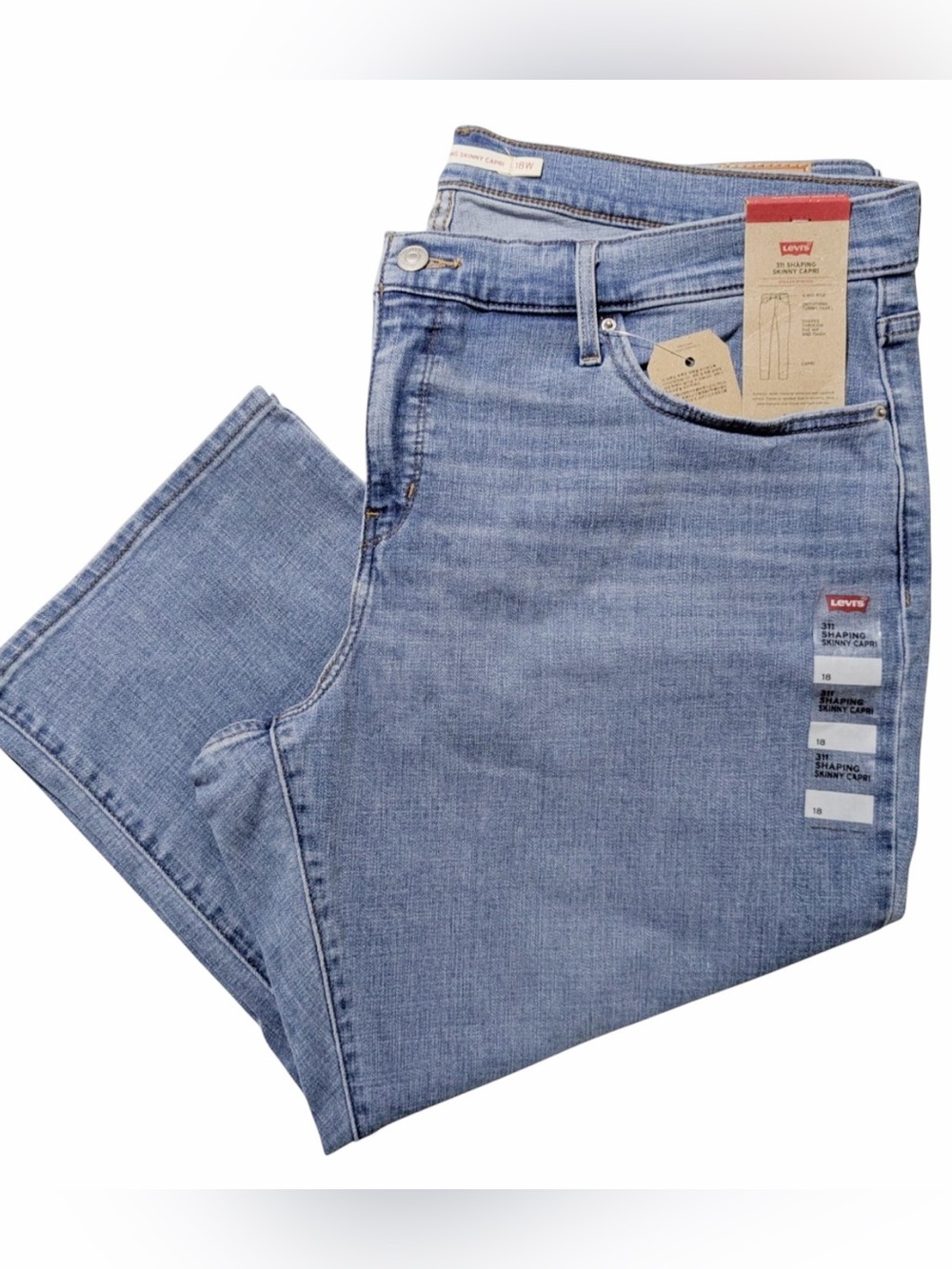 Levi's 311 Shaping Skinny Capri Jeans Mid Rise Tummy Control Light Wash 18W NEW - Picture 5 of 14